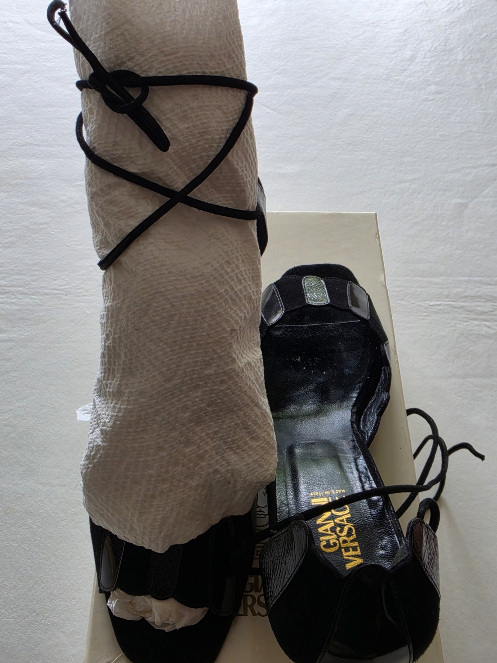 Versace Black Strappy Heeled Sandals